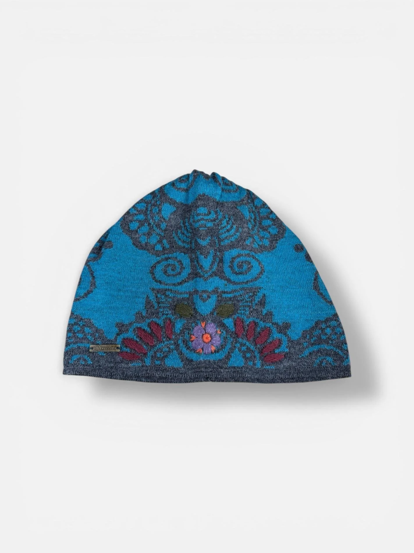 Hand-Embroidered Alpaca Beanie — Llama Butterfly